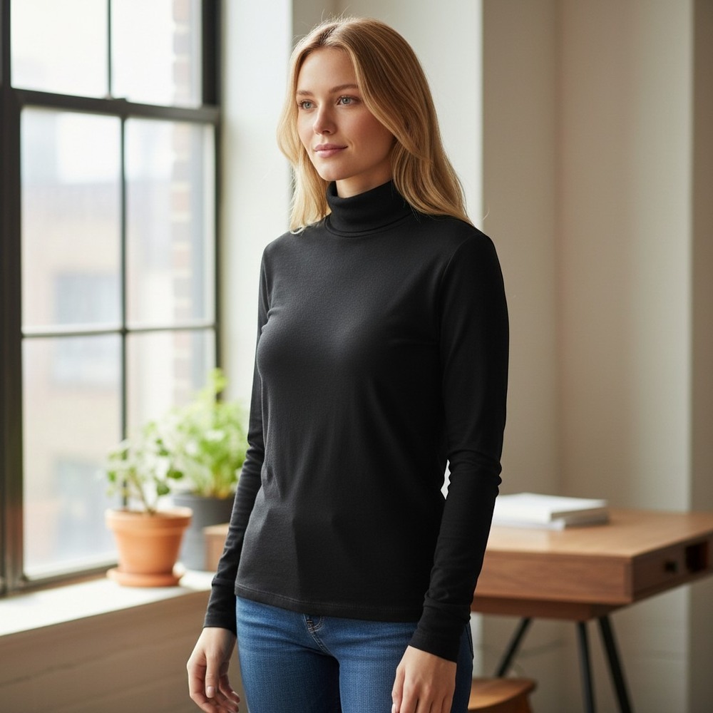 Eileen‎ Fisher sz M stretch black long sleeve black tunic shirt I NEW W/ TAGS